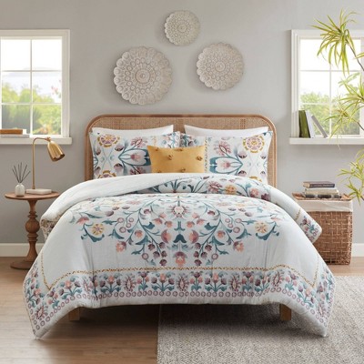 King Blush Floral Down Alternative Microfiber Comforter Set