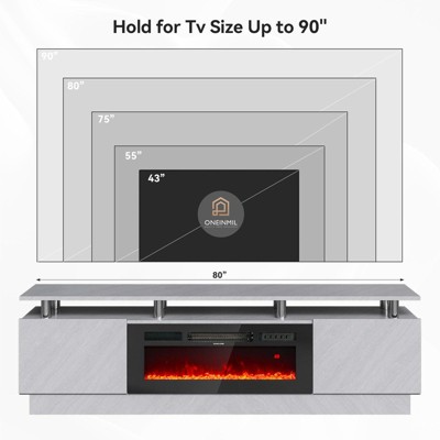 Gray 80" Modern Fireplace TV Stand with Cabinets