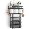 Ridstar Wall-Mounted Wooden Bathroom Storage Rack Set Above Toilet-Black - 4 of 4