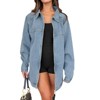 Imily Bela Womens Oversized Long Sleeve Denim Jacket Casual Zip Up Jean Coat with Pockets - 2 of 4