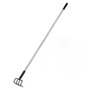 Itopfox Long Hand Cultivator, Carbon Steel & Stainless Steel Tiller with Telescopic Handle, Soft Grip for Digging, Loosening Soil, Weeding in Garden - 1 of 4
