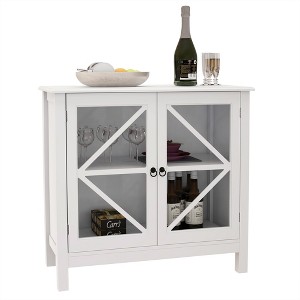 Sevobal Utility Storage Cabinets, Freestanding Storage Cabinet with Transparent Doors for Living Room Kitchen Hallway, White, 31.5"*14.37"*29.9" - 1 of 4