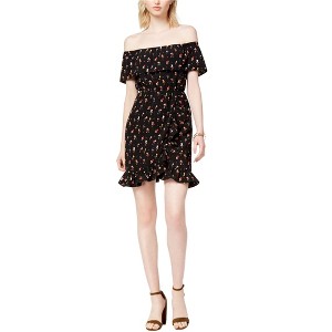 maison Jules Womens Printed Off-The-Shoulder Mini Dress - 1 of 1