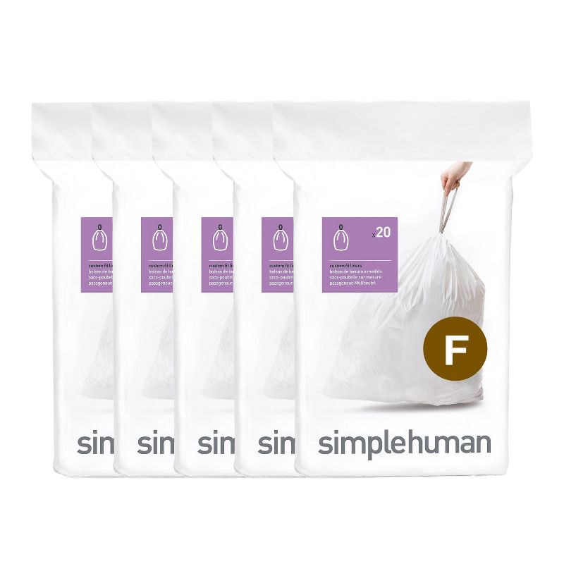 simplehuman 25L Code F Custom Fit Trash Can Liner White, 1 of 5