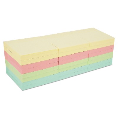 Universal Self-Stick Note Pads 3" x 3" Pastel 90-Sheet 24/Pack 35695