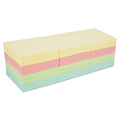 Universal Self-Stick Note Pads 3" x 3" Pastel 90-Sheet 24/Pack 35695