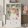 47'' Hall Tree Coat Hanger With 3 Hooks Open Storage Shelves Shoe Bench Wooden Hallway Organizer For Living Room Entrance Hallway - 2 of 4
