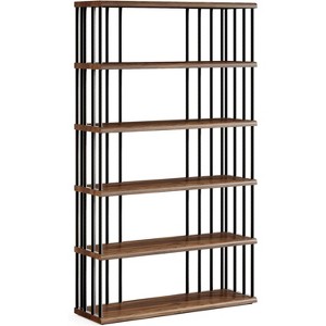 Tribesigns 6-Tier Tall Bookshelf, 67" Wood Display Rack for CDs/Movies/Books, Industrial Bookcase Storage Shelving Unit for Living Room - 1 of 4