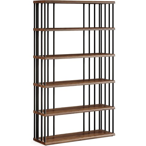 Tribesigns 6-Tier Tall Bookshelf, 67" Wood Display Rack for CDs/Movies/Books, Industrial Bookcase Storage Shelving Unit for Living Room - image 1 of 4