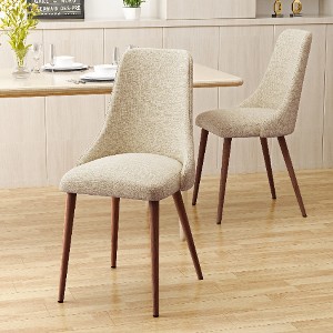 Lyngins Modern Armless Dining Chairs (Set of 2) – Curved Backrest & Wood-Look Tapered Legs, Upholstered Kitchen Chairs, Comfortable Living Room Chair - 1 of 4