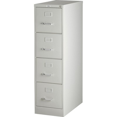 Lorell 4-Drawer Vertical File w/ Lock 15"x25"x52" Light Gray 60651