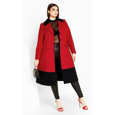 City Chic | Women's Plus Size Arabella Coat - Sexy Red - 18w : Target