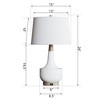 Maxax White Ceramic Wood Table Lamp£¬Modern Farmhouse Nightstand Lamp for Bedroom Living Room,3-Way 100W E26 Bedside Lamp with Fabric Shade - 3 of 4