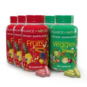 Balance of Nature Whole Food  Supplement with Fruit and Vegetable Ingredients for Women, Men, and Kids - 90 Capsules, 3 Sets - 1 of 4