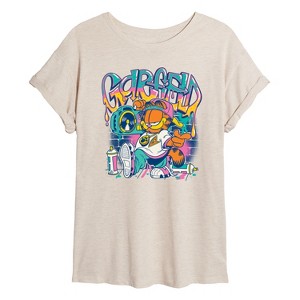 Women's - Garfield - Garf Graffiti Oversized Graphic T-Shirt - 1 of 4