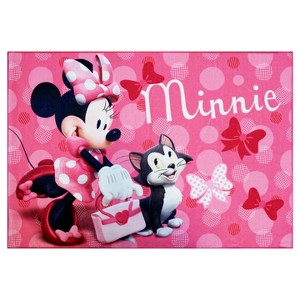 5'x7' Disney Minnie Mouse Pink Kids' Rug: Mickey Mouse & Friends, Skid-Resistant, Nylon, Minnie Mouse Room Decor - 1 of 3
