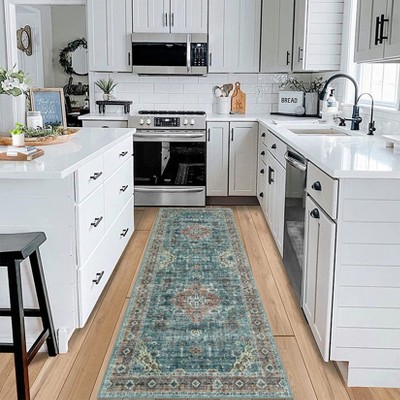 Acekool Runner Rug & Area Rugs, Machine Washable, Non-Slip, Low Pile, Soft Lightweight Indoor Carpet for Hallway, Bedroom, Living Room, Green