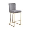 Set of 2 26" bar stools with backrest, gold brushed frame, modern velvet fabric Suitable for kitchen, bar. - 4 of 4