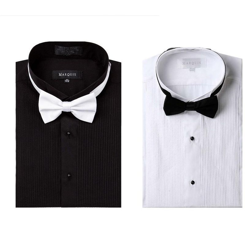 Marquis wing tip collar Regular Fit tuxedo dress shirt with bow tie, 2 of 4