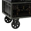 Industrial Wood and Faux Leather Storage Bench On Wheels Black - Olivia & May: Rectangle, Polyurethane Upholstery, Spot Clean - 4 of 4