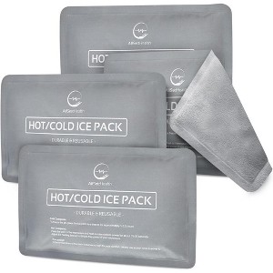 Allsett Health 4 Pack Reusable Ice Packs for Injuries - Soft with Velvet Fleece Fabric | Flexible Hot and Cold Gel Ice Pack Set - 10 x 6 Inches Grey - 1 of 4