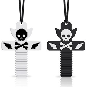Sensory Chew Necklaces For Halloween - Skull & Cross Silicone Teething Jewelry For Autism ADHD Relief (2Pack) - 1 of 4