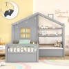 Sapphtopaz Wooden Twin Size House Bed Frame for Kids with Drawer & Side Sofa Floor Platform Bed with Roof & Guardrail for Kids Playroom, Nursery - 4 of 4