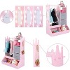 Girls Dress Up Storage Armoire - Kids Costume Organizer with Lighted Mirror,Clothing Rack,Open Shelves,Storage Bins & 3 Hooks,White Princess Wardrobe - 4 of 4