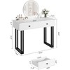 Vanity Makeup Desk with Round Mirror, 40" Small Modern White Vanity Desk ,Dressing Table with 2 Drawers, Girls Compact Vanity Desk for Bedroom - 3 of 4