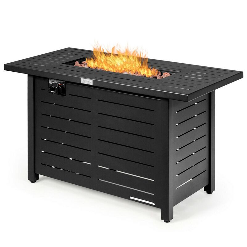 Costway 42'' Rectangular Propane Gas Fire Pit 60,000 Btu Heater Outdoor Table W/ Cover, 1 of 10