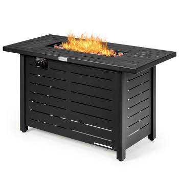 Costway 42'' Rectangular Propane Gas Fire Pit 60,000 Btu Heater Outdoor Table W/ Cover