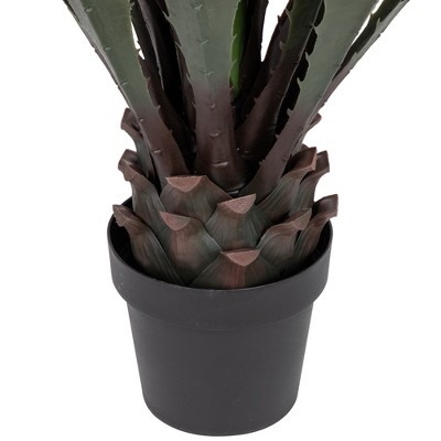 43" Green and Brown Artificial Agave Succulent in Black Plastic Pot