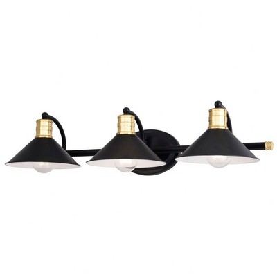 Vaxcel Akron 3 - Light Vanity in  Matte Black/Natural Brass