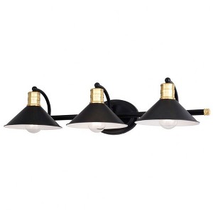 Vaxcel Akron 3 - Light Vanity in  Matte Black/Natural Brass - 1 of 4