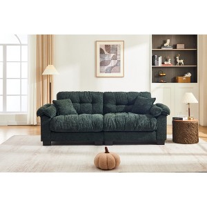 90.1'' Chenille Pleated 3-Seater Sofa with Dense Foam Cushion and Spring Support - 1 of 4