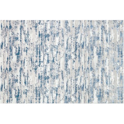 HomeRoots 10' X 13' Blue and Ivory Abstract Washable Non Skid Area Rug