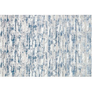 HomeRoots 8' X 11' Blue and White Abstract Washable Non Skid Area Rug - 1 of 4