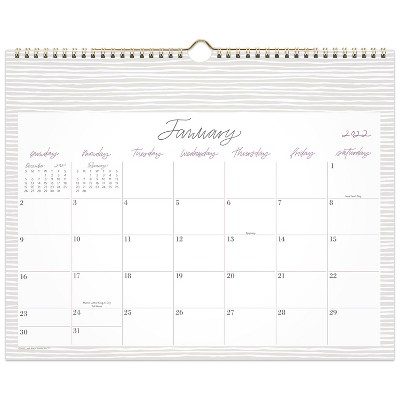 2022 Wall Calendar Medium Gray Stripe - Leah Bisch for Cambridge