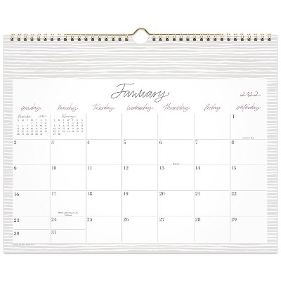 2022 Wall Calendar Medium Gray Stripe - Leah Bisch for Cambridge