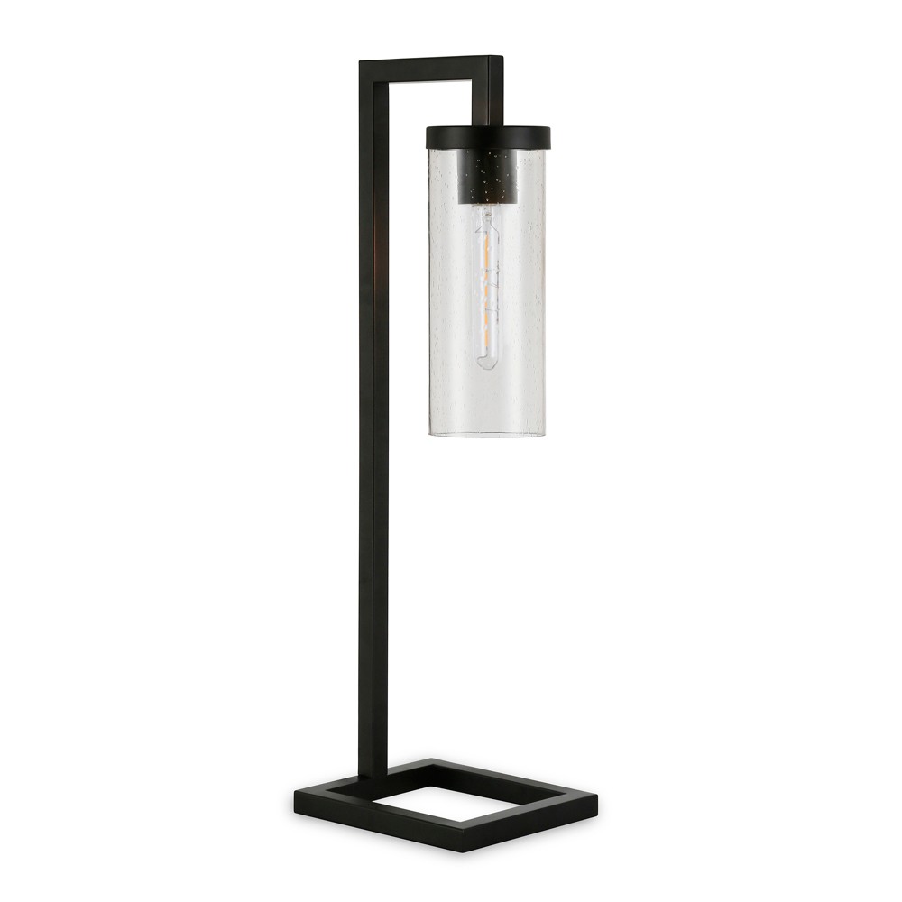 Photos - Floodlight / Street Light Hampton & Thyme 26" Tall Table Lamp with Glass Shade Blackened Bronze: Met