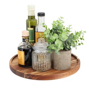 MegaChef 12 Inch Acacia Wood Lazy Susan Tray - 1 of 4