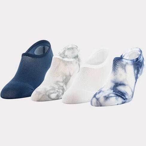 Peds Women's Tie-Dye Mesh 4pk Ultra Low Liner Casual Socks -  Blue/White/Gray/Navy 5-10