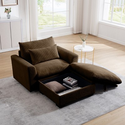 Corduroy Sofa Couch,Modular Sofa With Storage Ottoman,Deep Seat Couch,Sofa Couch For Living Room,Apartment-Cuddlewood