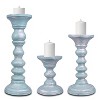 Mela Artisans Sliver Over Spa Blue Candle Holders for Pillar Candles (Set of 3) Rustic Wooden Candle Holders Pillar 6", 9", 12" - 2 of 4