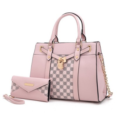 MKF Collection Christine Circular Print Vegan Leather Satchel Bag for Women with Matching Wallet by Mia K