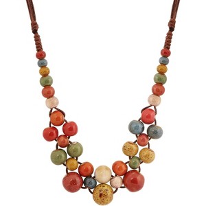 Boho Colorful Ceramic Beads Necklace Bohemian Jewelry Gift for Women - 1 of 4
