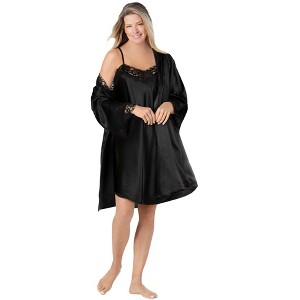 Amoureuse Plus Size The Luxe Satin Short Peignoir Set - 1 of 4