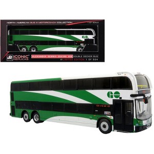 Alexander Dennis Enviro 500 Double Decker Bus "GO Transit" White and Green 1/87 (HO) Diecast Model by Iconic Replicas - 1 of 4