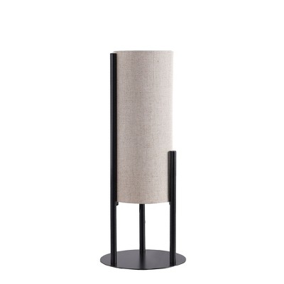 HomeRoots 22" Black Metal Bedside Lamp With Beige Cylinder Shade