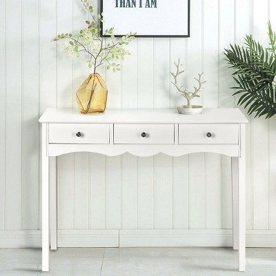 White MDF Console Table with Storage Drawers